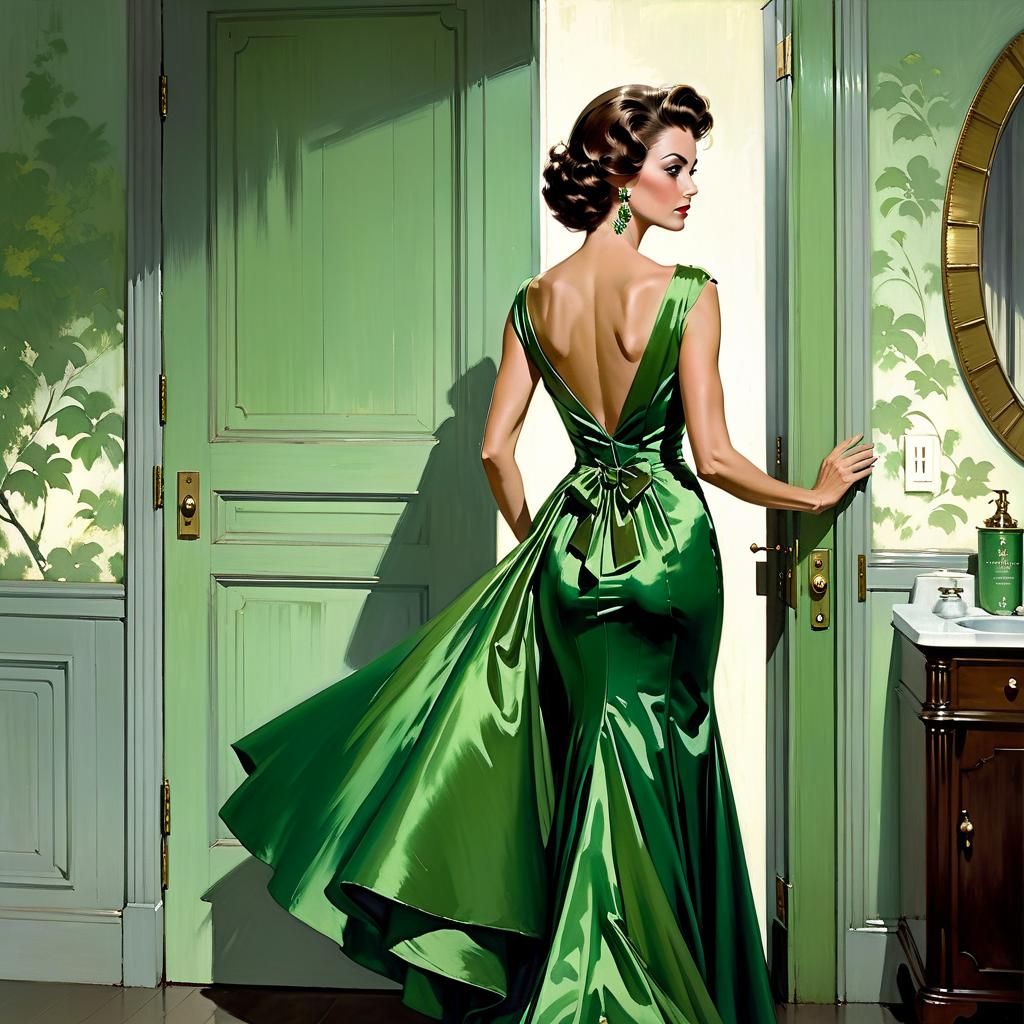 Elegant Woman with Pistol, Impressionistic Style