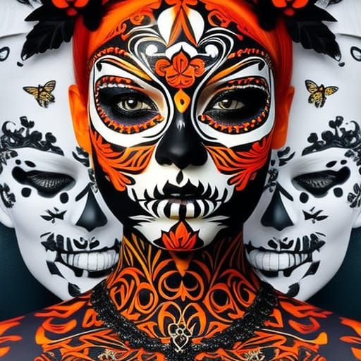Monarch Butterfly Catrina with Sugar Skull Face Paint