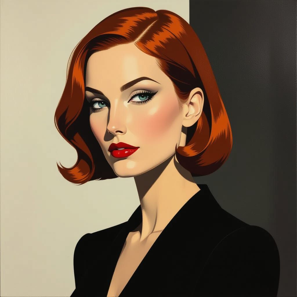 Modern Portrait of a Striking Woman in Geometric Style