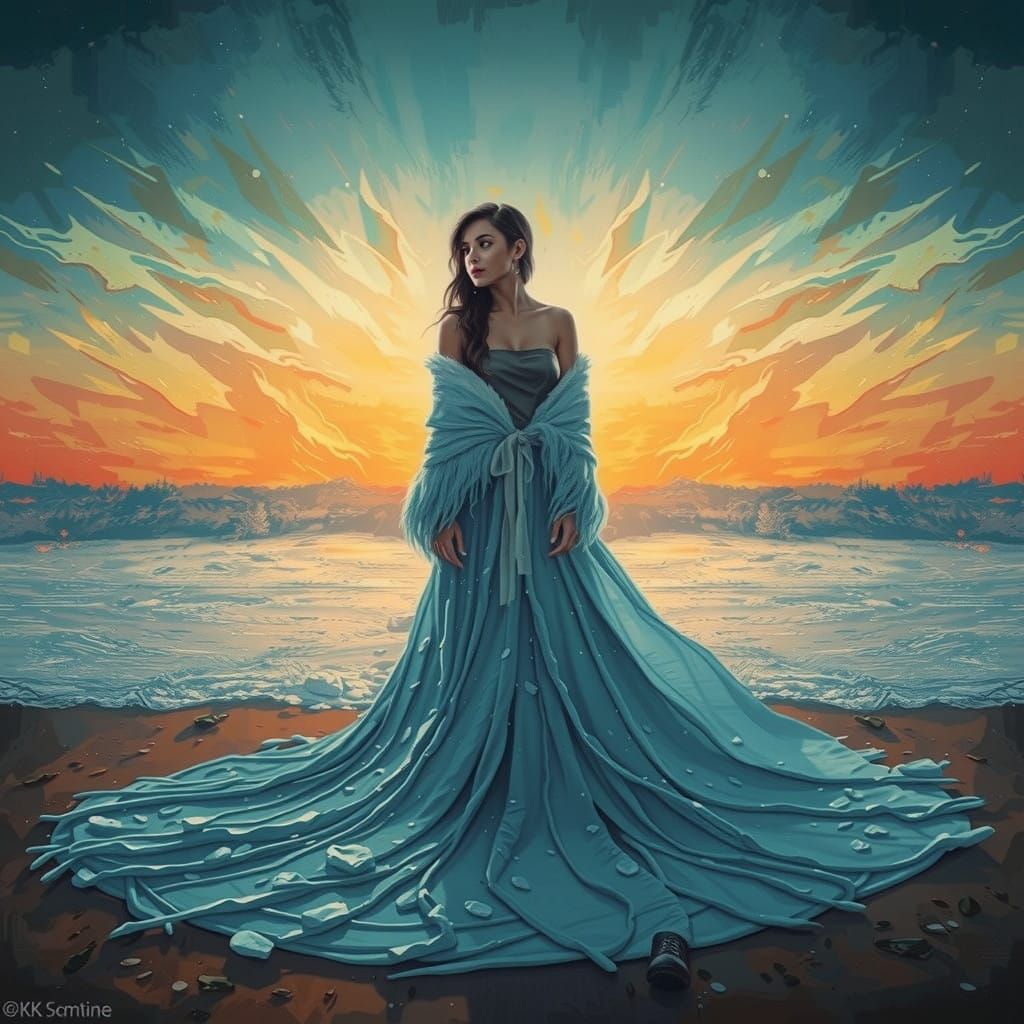 Surreal Impasto Painting of a Latina Druid in Winter