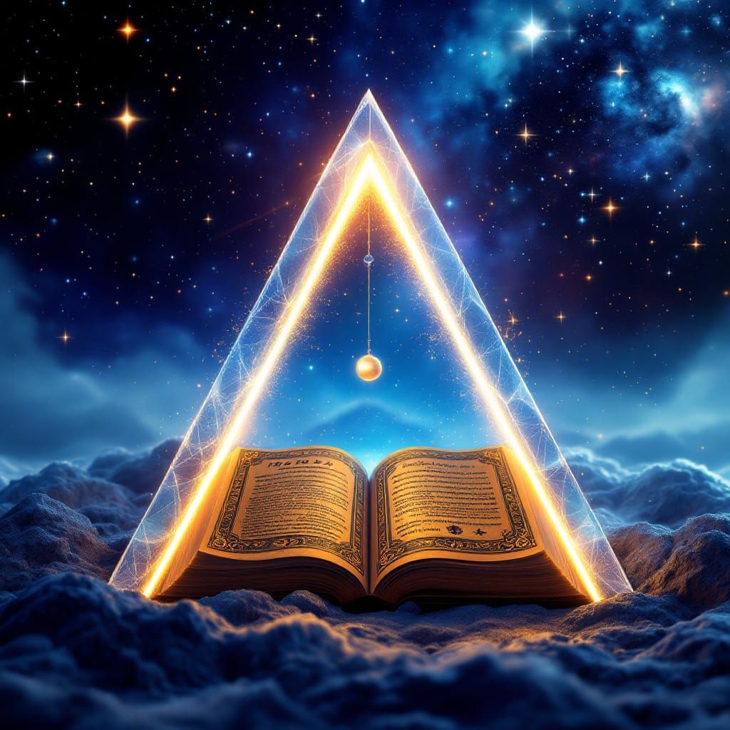 Surreal Digital Artwork of Ancient Cosmic Grimoire