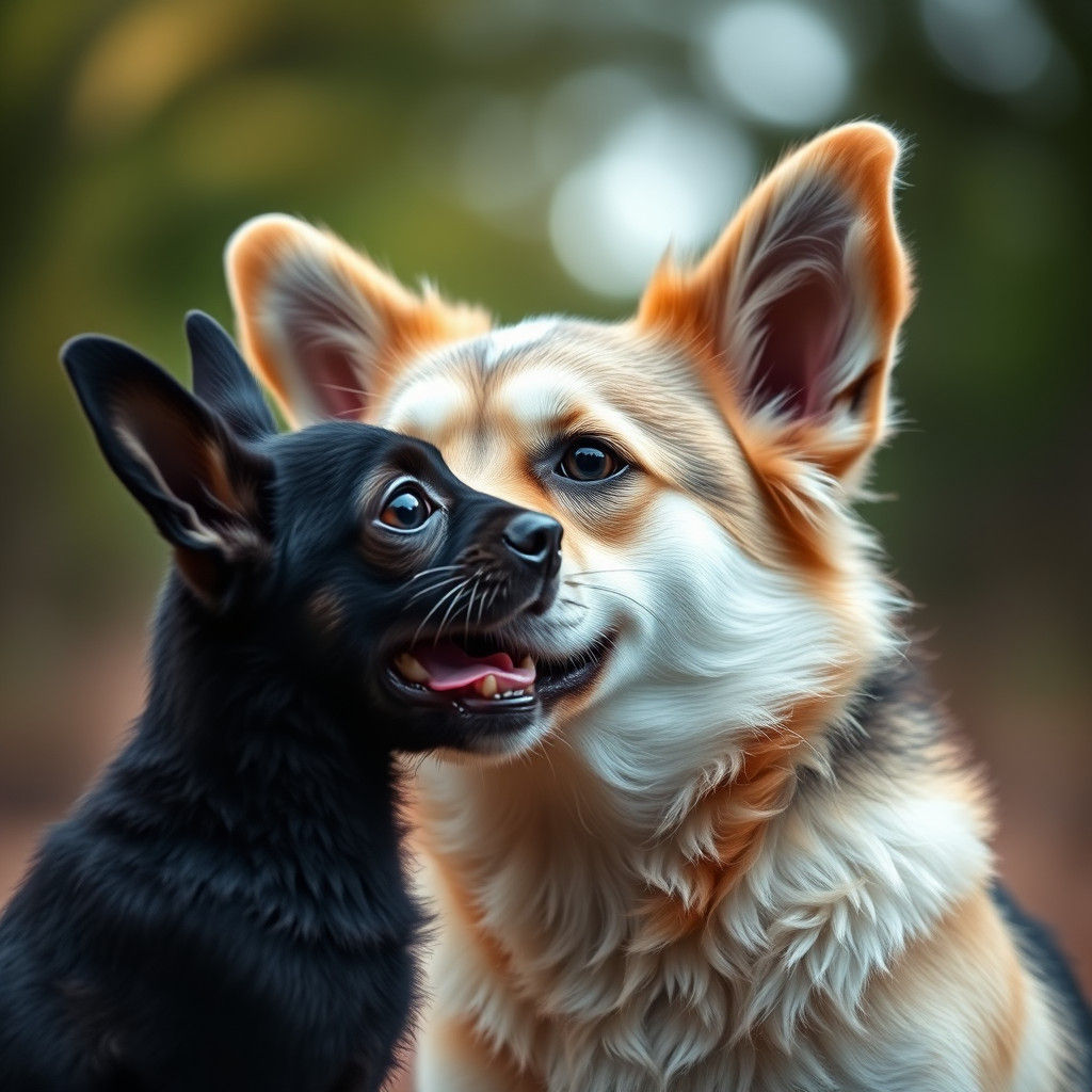 Dog and Dragon Conversation in Realistic Photography