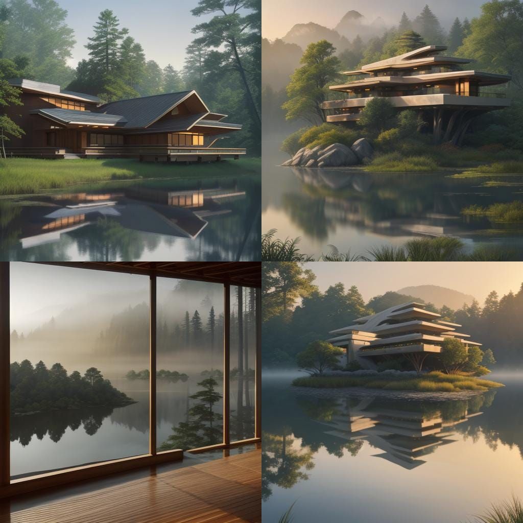 Lakeside Sanctuary Inspired by Wright and Hadid