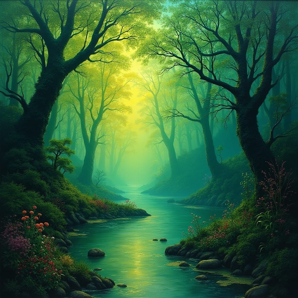 Dreamlike Harmony in Emerald Tones