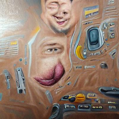 Detailed Painting of a Muscular Elon Musk