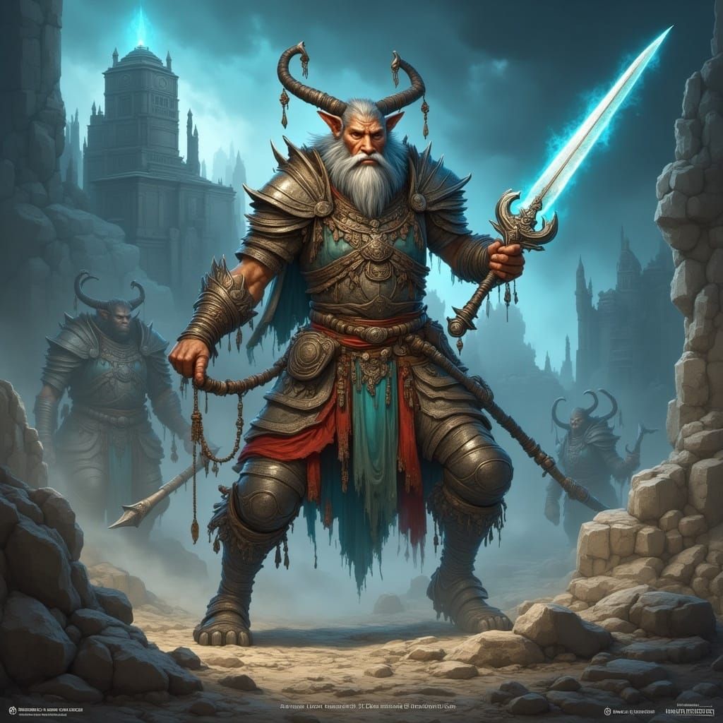 Warrior Charges into Battle in D&D Fantasy Style