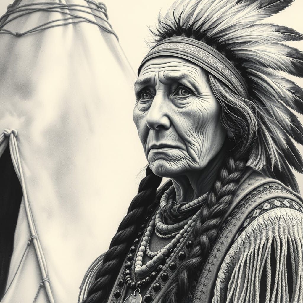 Native American Squaw in Traditional Garb