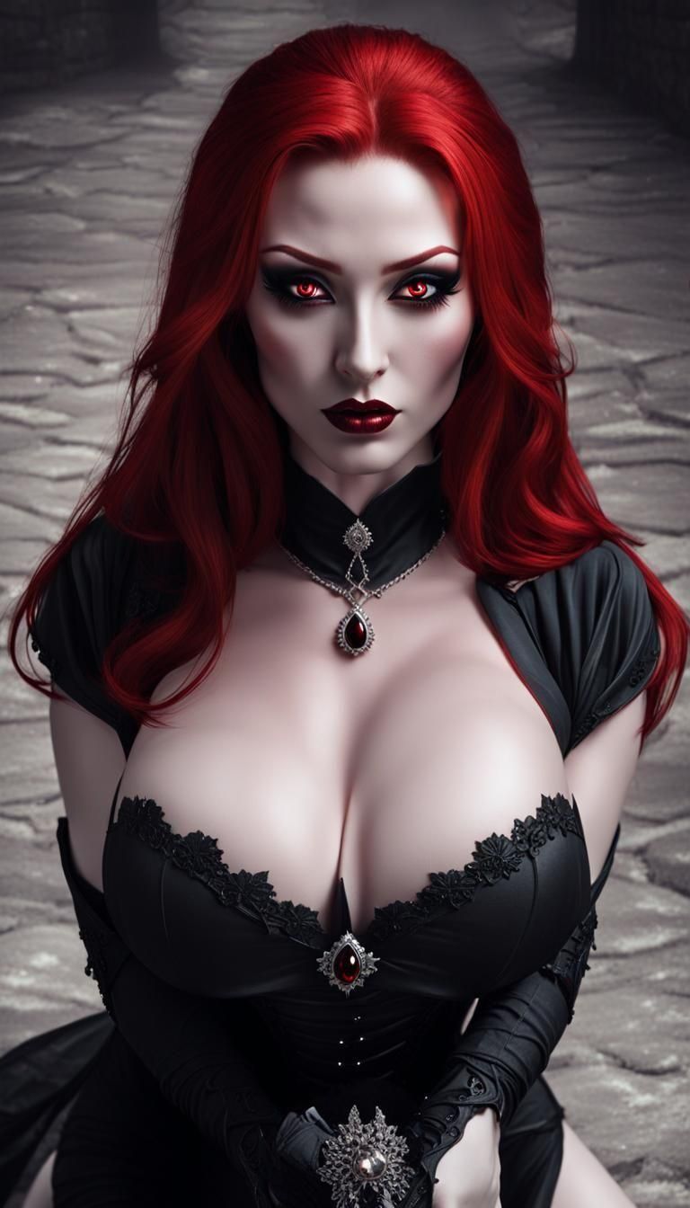 Dramatic Dark Fantasy Woman in Black Dress