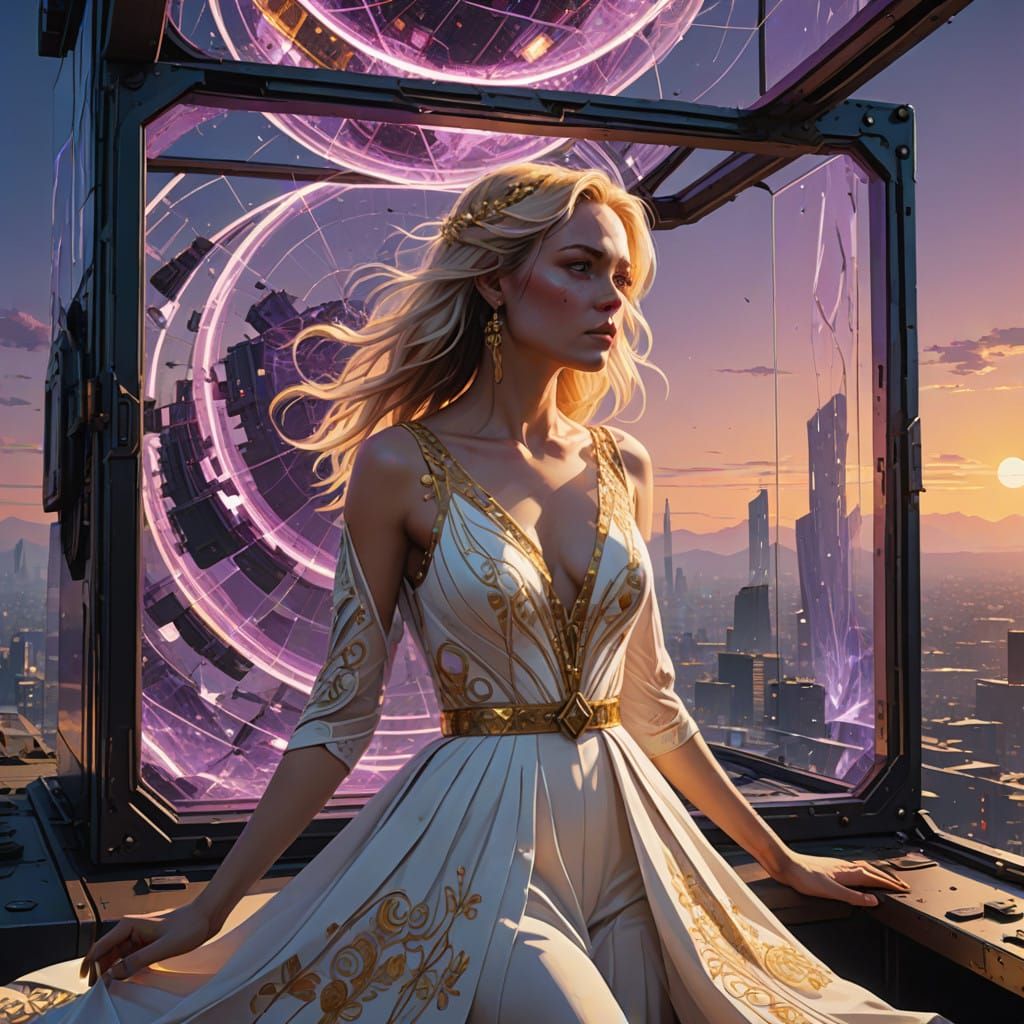 Mystical Blonde Trapped in Crystal Cube