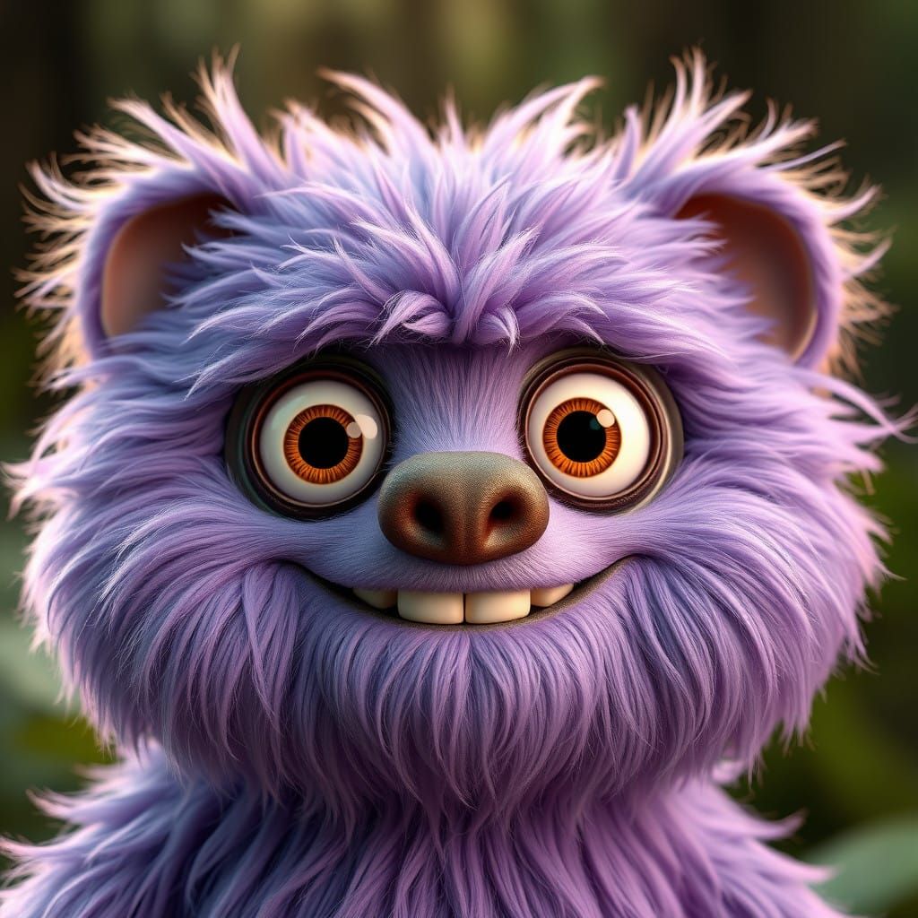 Fluffy Bugbear in Whimsical CGI Style