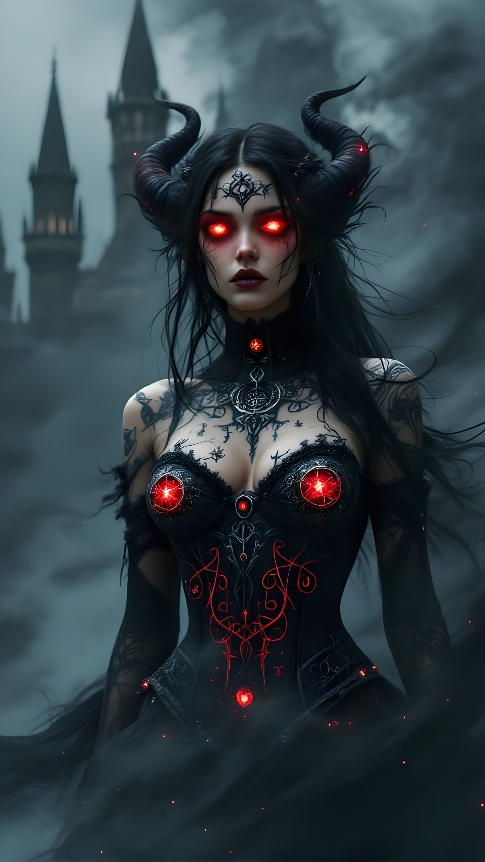 Surreal Gothic Goddess in Medieval Landscape