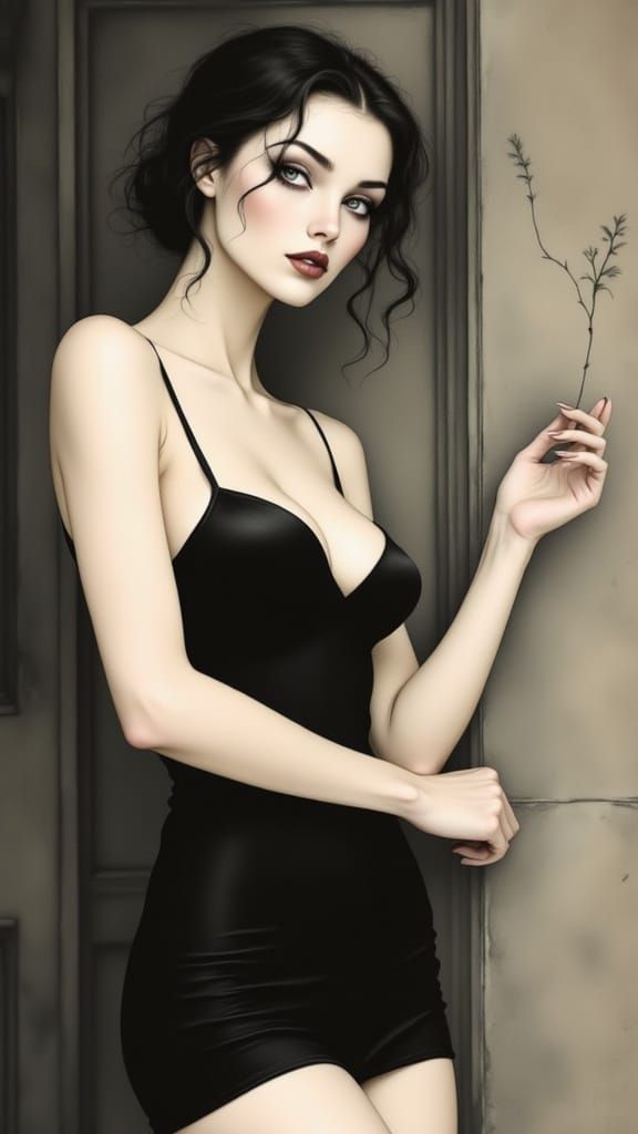 Vintage Pin-Up Beauty in Moody Surrealism