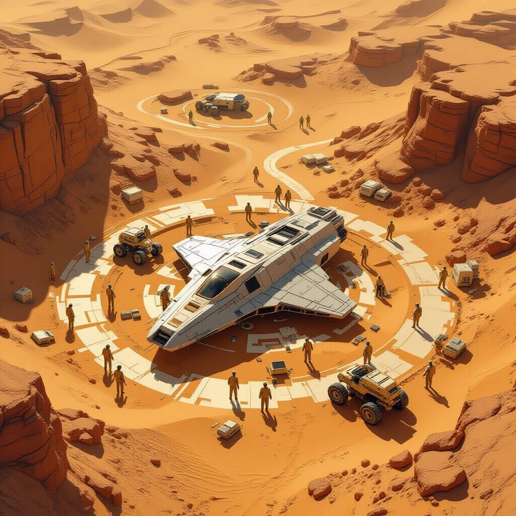 A bird’s eye view of a desert planet’s archaeological dig si...