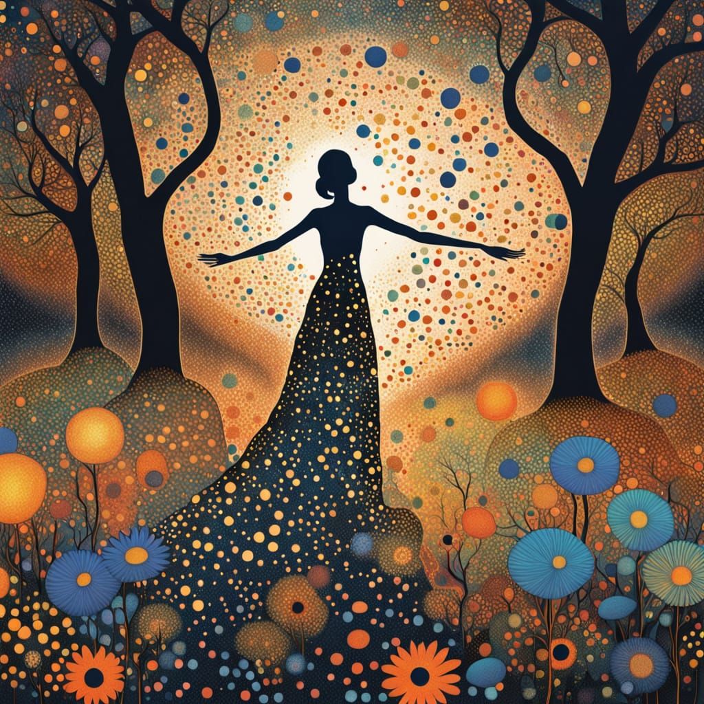 Surreal Bio Art Goddess Emerges from Forest Floor in Vibrant...