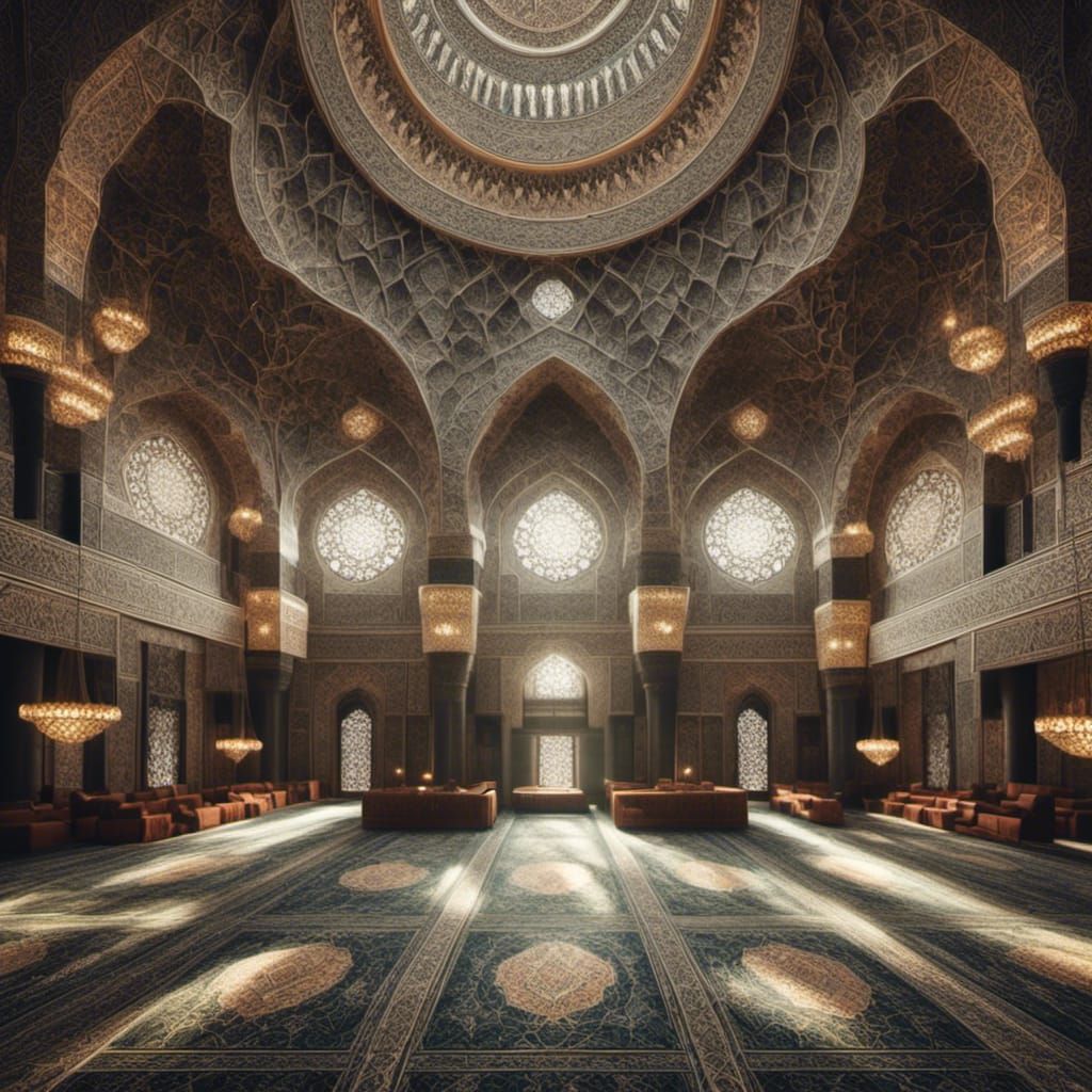 Black Mosque Interior in Fatimid Style