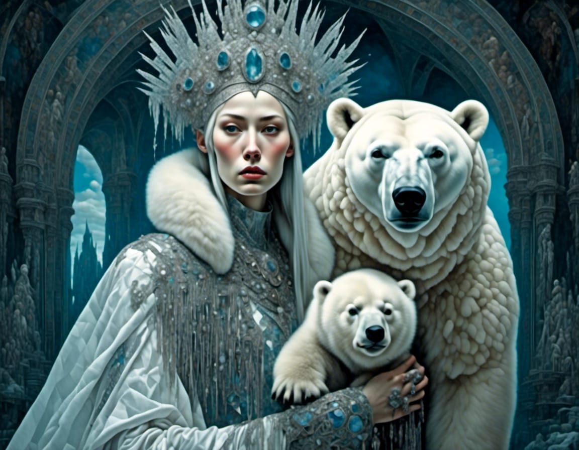 ice queen with her polar bears