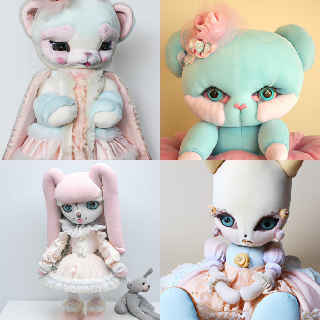 Surreal Pastel Plush Creature Art