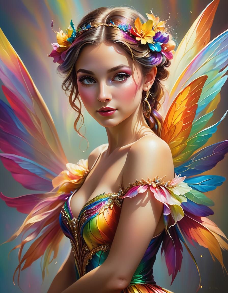Rainbow Fairy in Surreal Romantic Realism