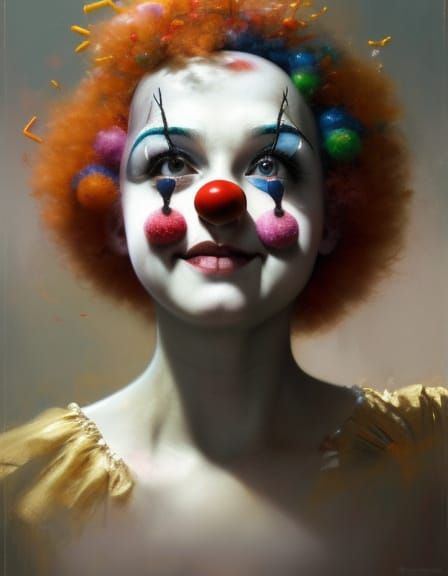 Adorable Clown in Hyperdetailed Film Noir Style