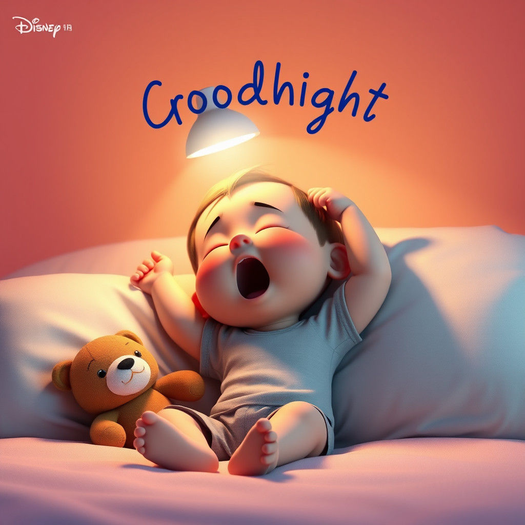 Toddler Boy Says Goodnight in Cozy Bedroom Scene