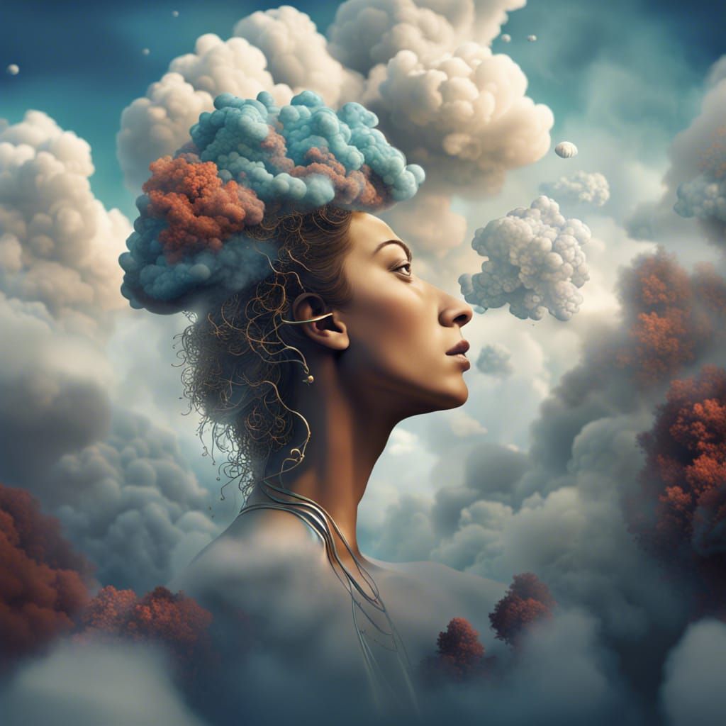 Head in the Clouds, Surrealist Fantasy Art