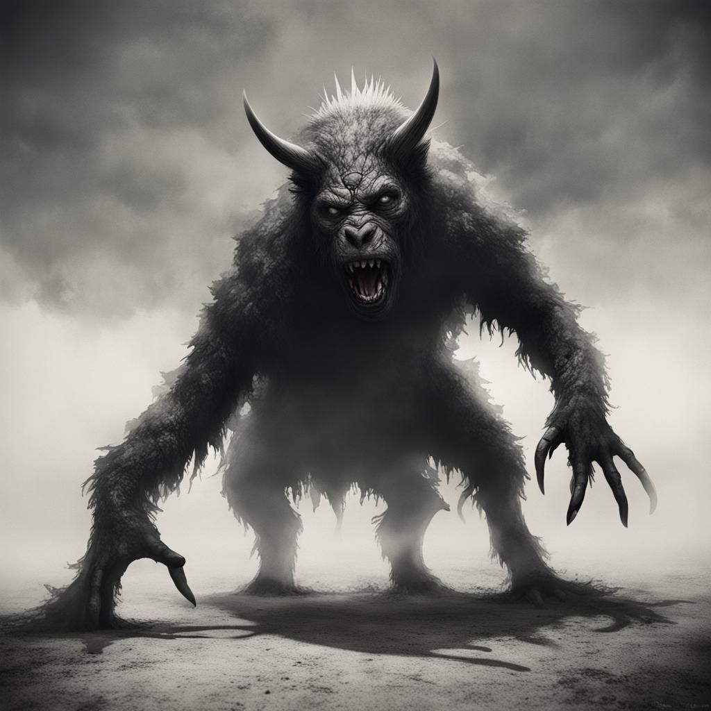 Sinister Double Exposure Monster Animal by Rutkowski