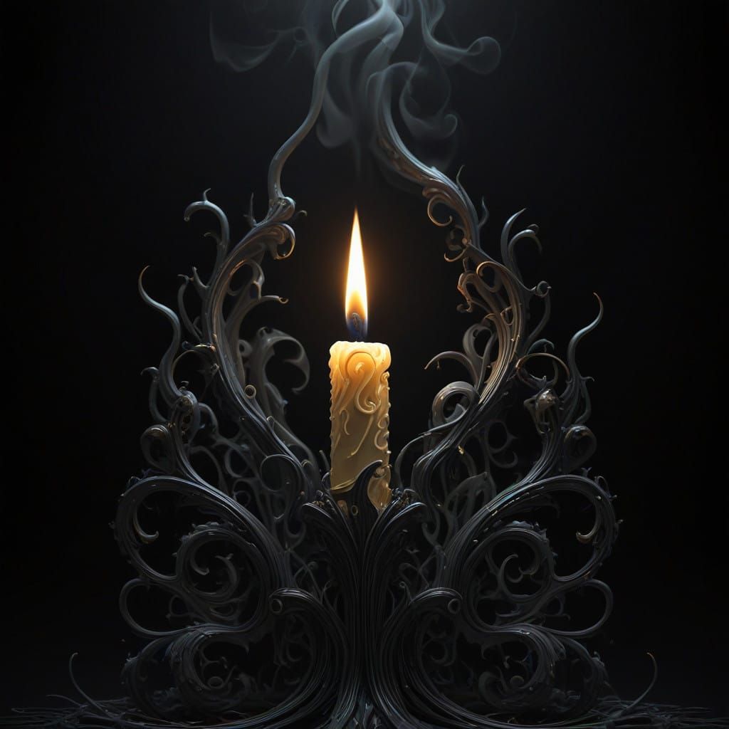 Ethereal Candle in Darkened Woodland