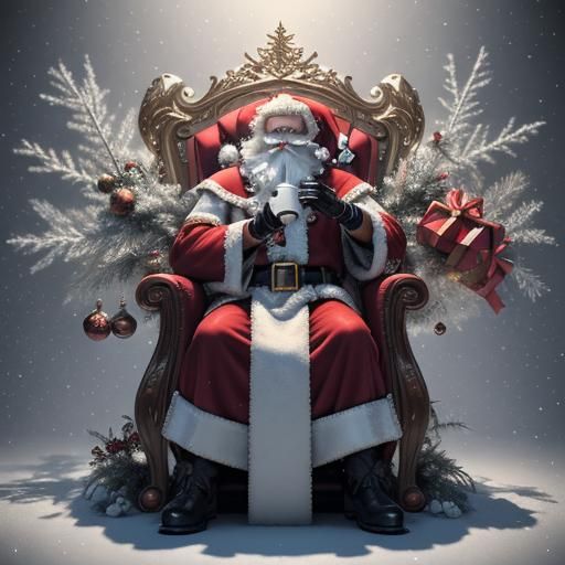 Surreal Anime-Inspired Santa Claus in Winter Wonderland Scen...