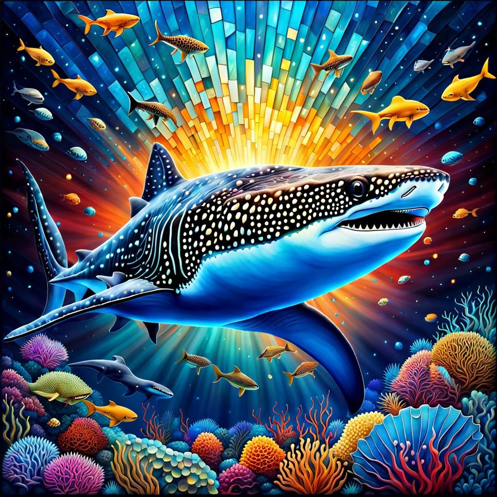 Intricate Mosaic Art of a Whale Shark