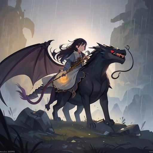 Girl and Dragon Fantasy Concept Art