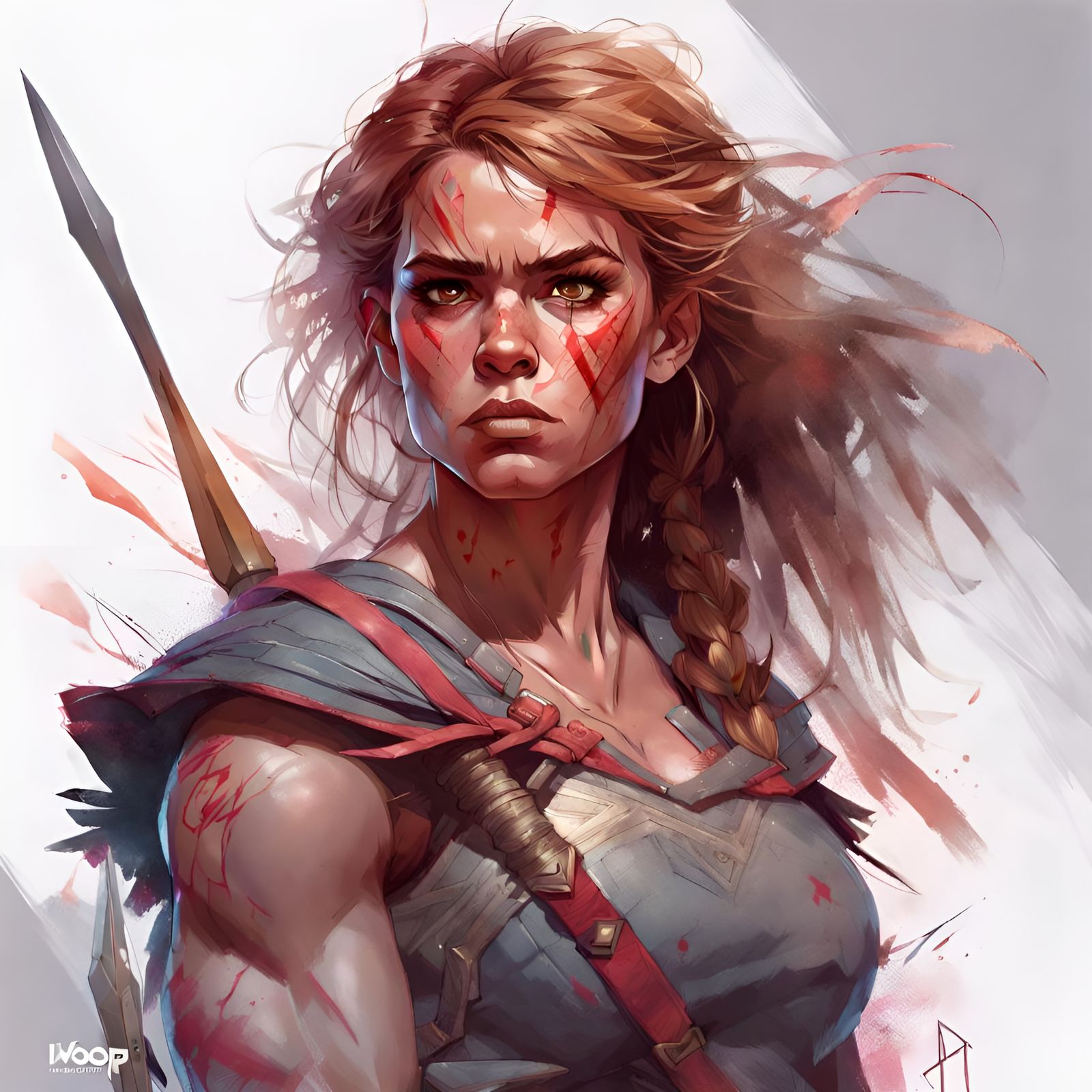 Muscular Warrior Portrait in Digital Art Style