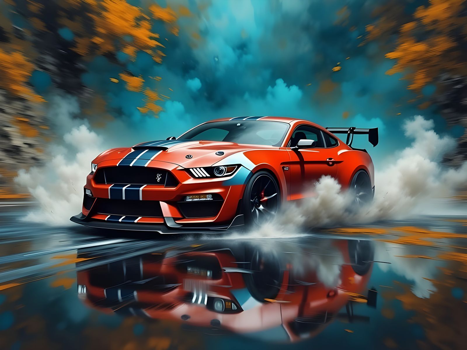 Electric Blue Shelby GT350 5.2 Ford Mustang in High-Speed Mo...