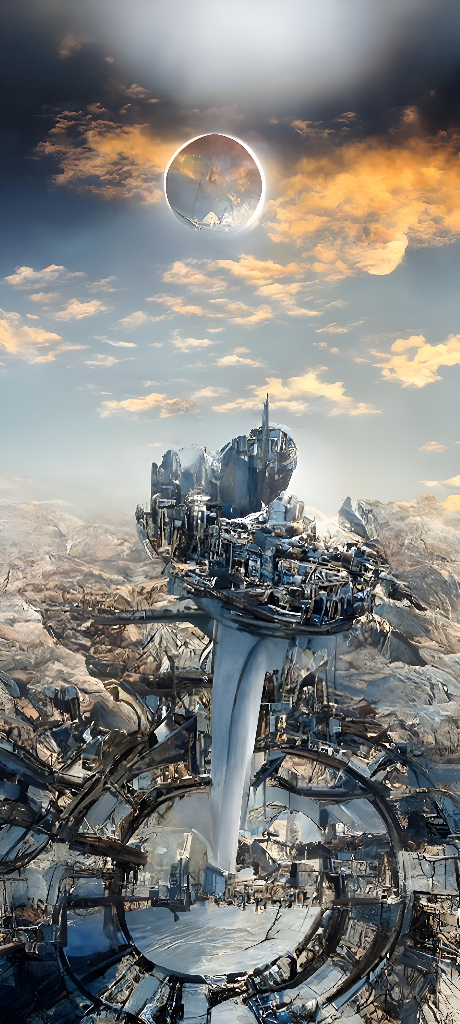 Futuristic Greek Megacity Under Eclipse: Digital Matte Paint...