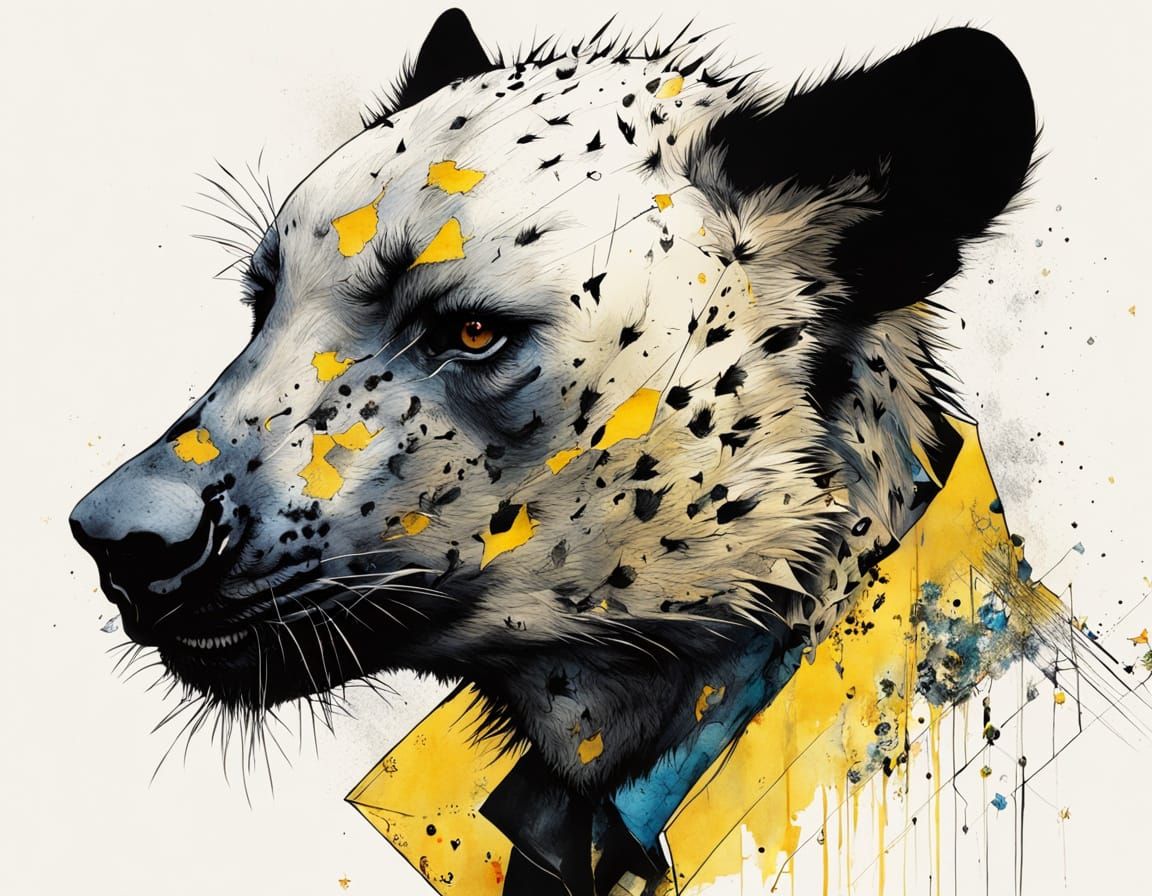 Hyena Man Tattoo Illustration in Bold Colors