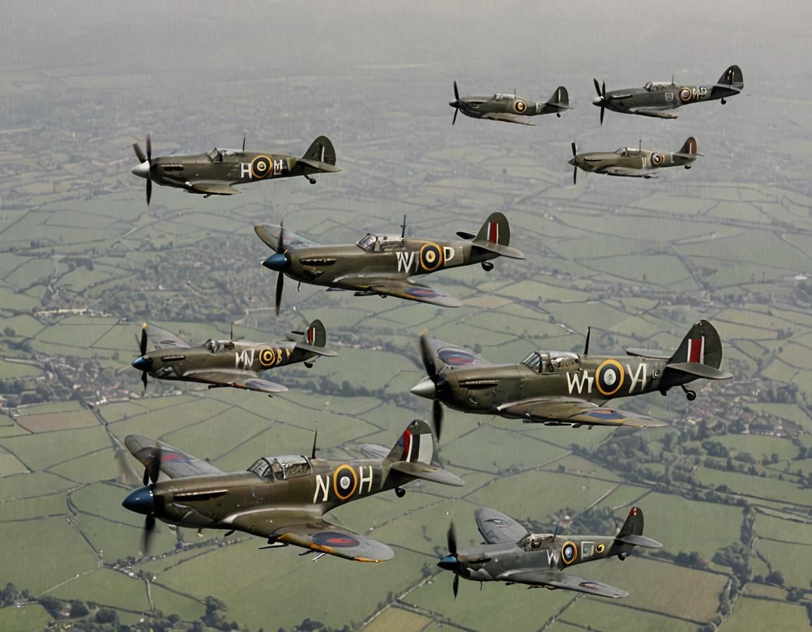 WWII Spitfires in Formation