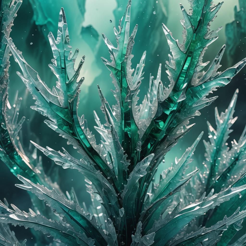 Emerald Ice Crystals in a Surreal Dreamscape