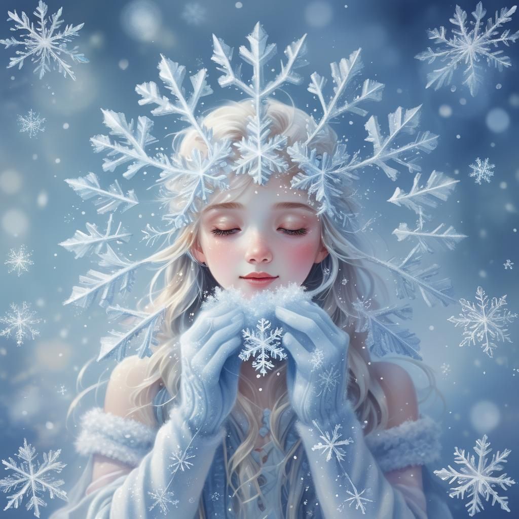 Delicate Snowflake in a Whimsical Watercolor Illustration