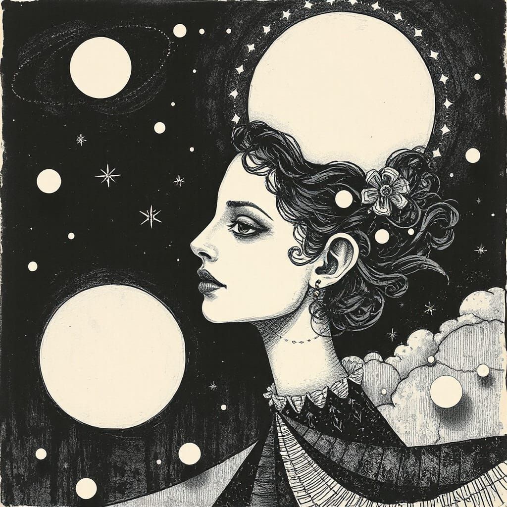 Celestial Dreamscapes in Monochromatic Elegance