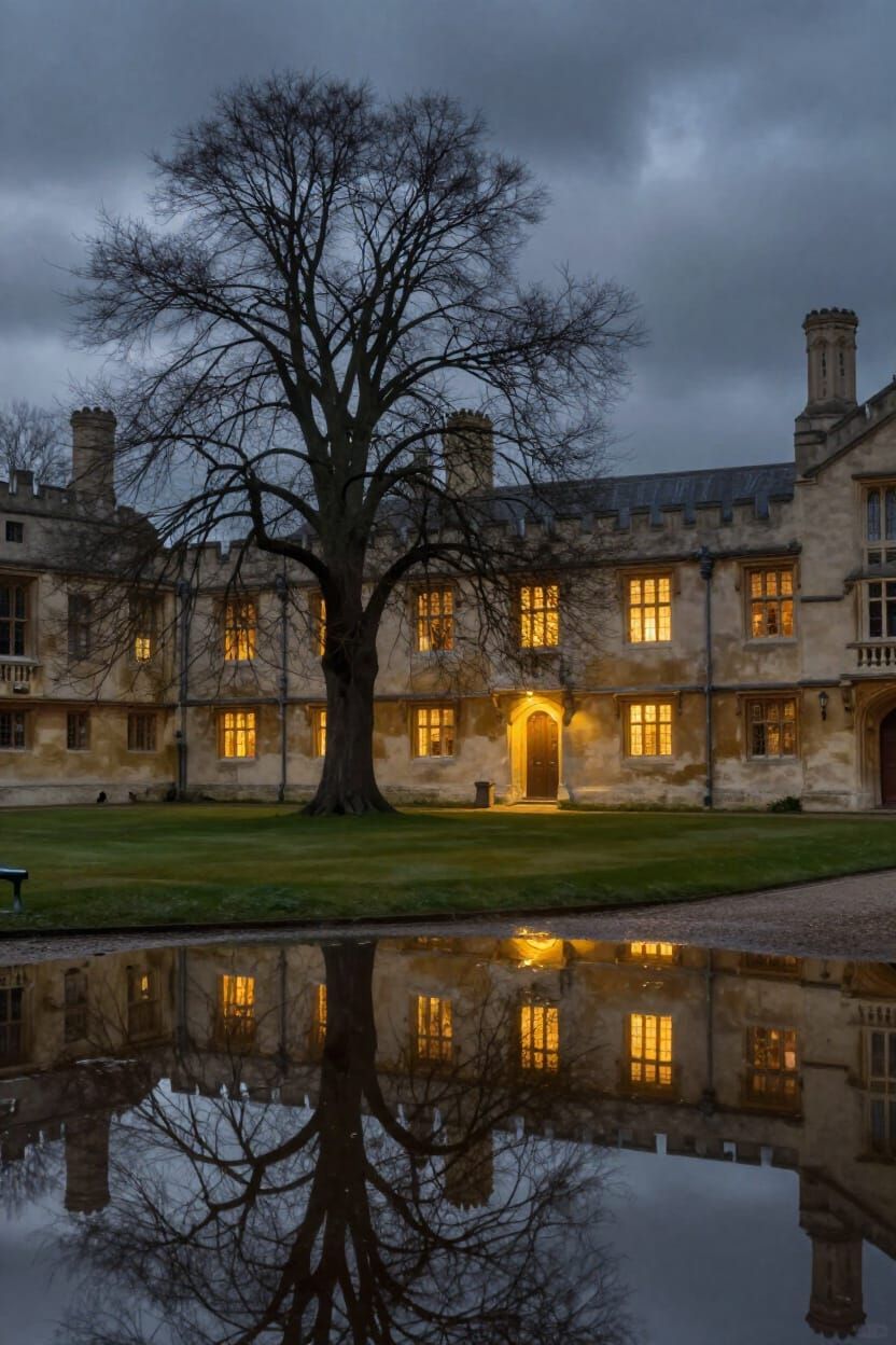 Lone Tree by Oxford College in Moody Twilight