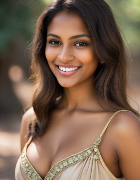 Smiling Brown Woman Portrait in Soft Natural Light