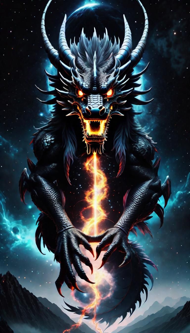 Japanese Dragon God Dreamcatcher in Space