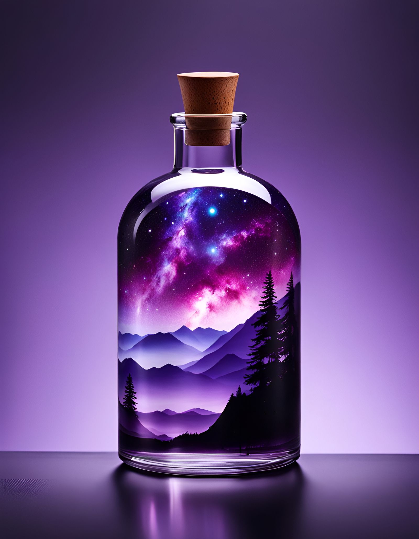 Purple Galaxy in a Bottle Landscape
