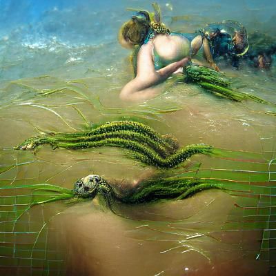 Nymph Braiding Seagrass in Renaissance Style