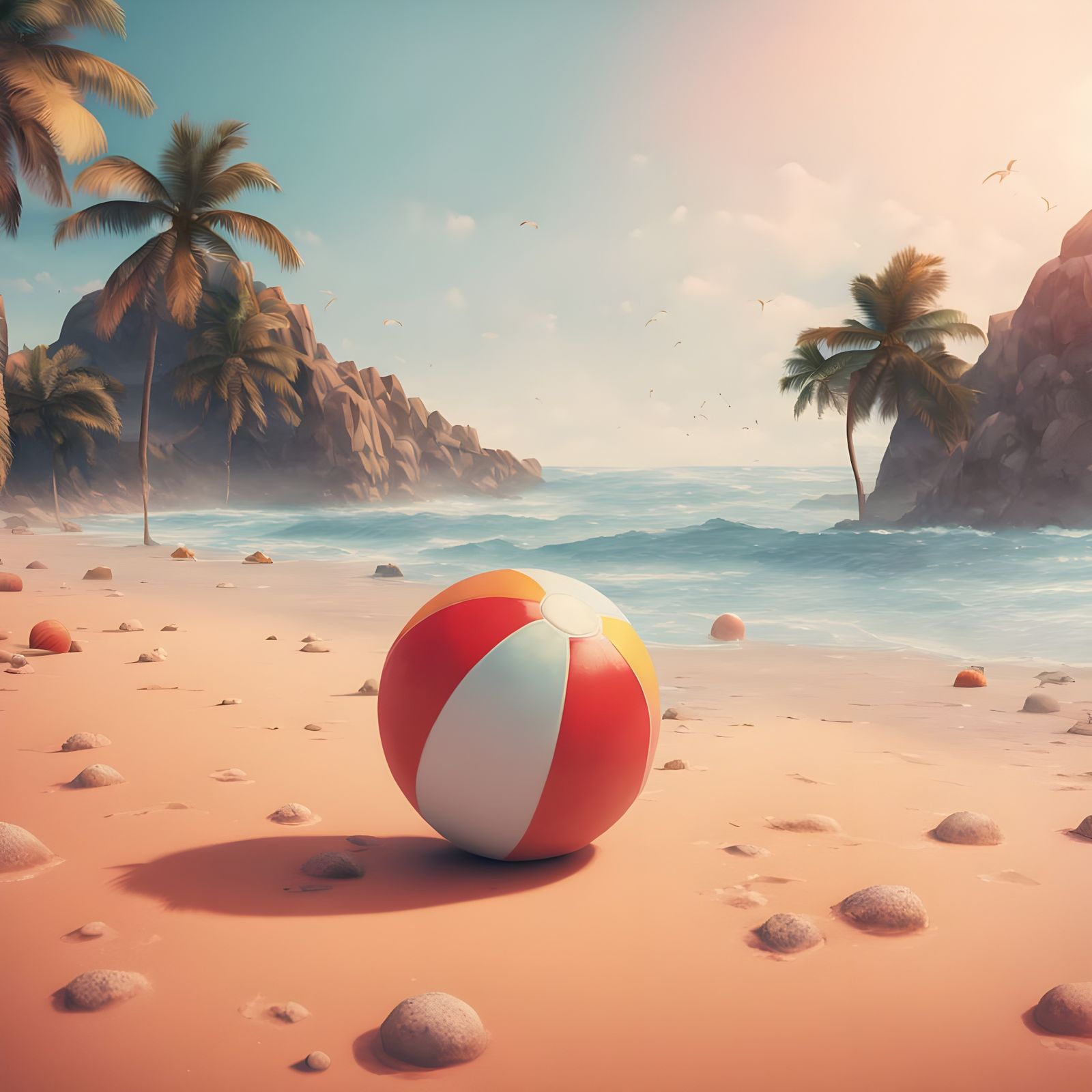 Sultry Beach Goddess in Hyperrealistic Beach Scene