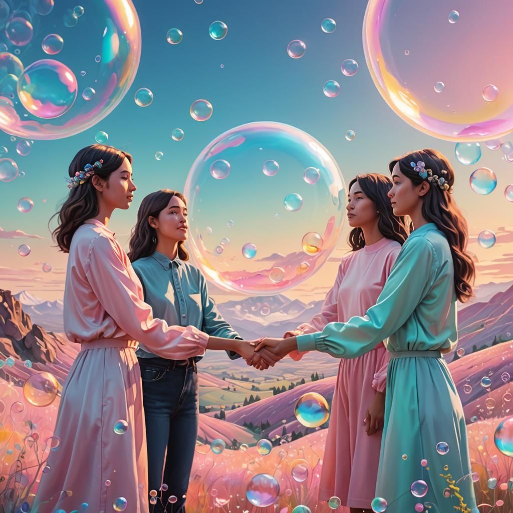 Friends United in Dreamy Bubblegum Fantasy Art