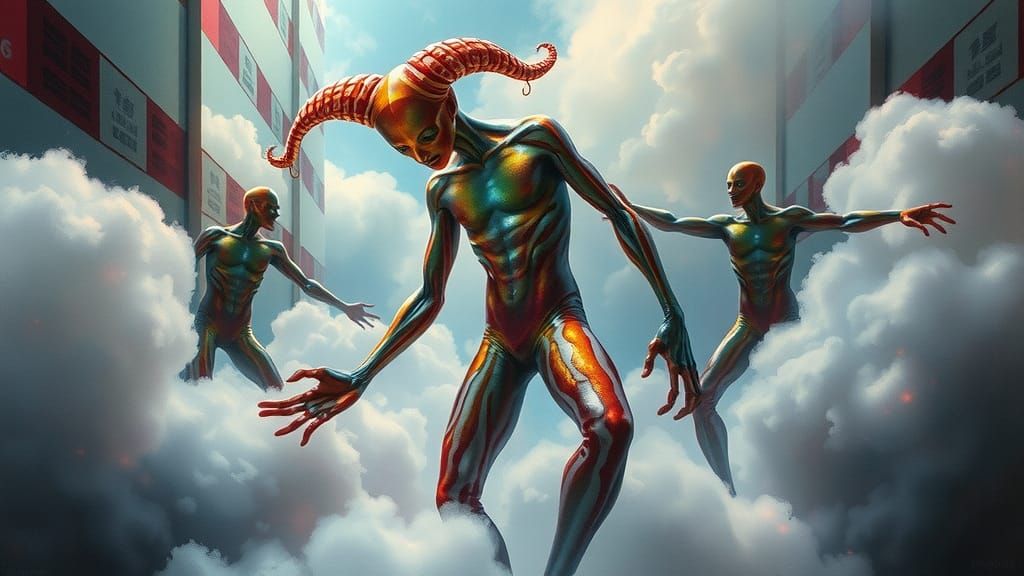 Dreamlike Harlequin in Surrealist Style