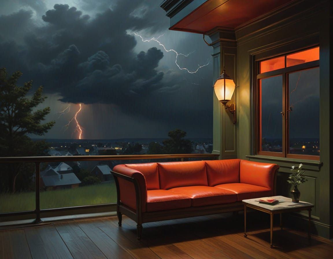 A Dark and Moody Nighttime Scene in Edward Hopper Style