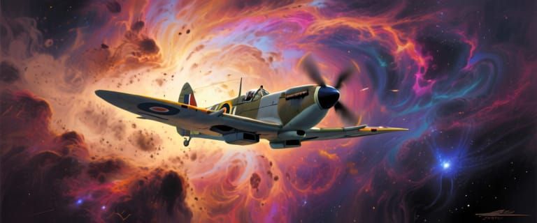 Supermarine Spitfire Soars Through Star Wars Nebula