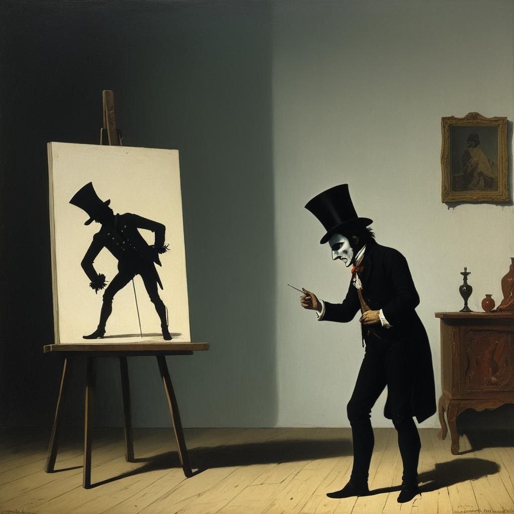 Silhouette Figure: Goya and Max Ernst Inspired