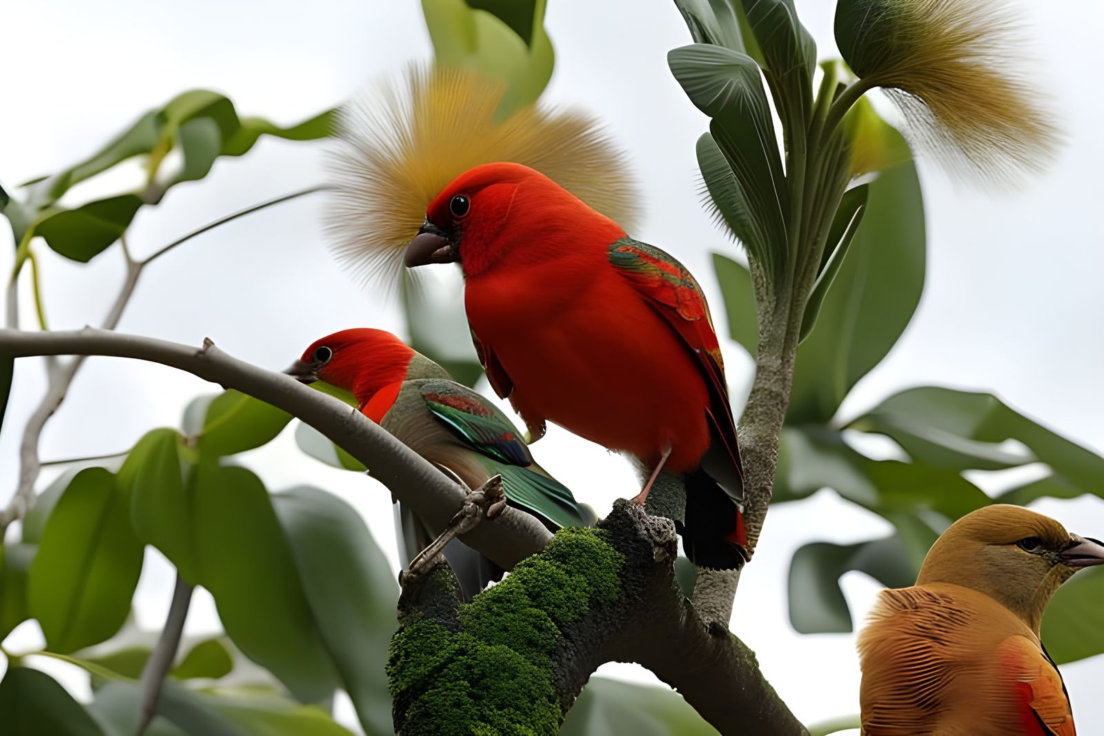 Cockatiels Feast: A Hyperreal Oil Painting